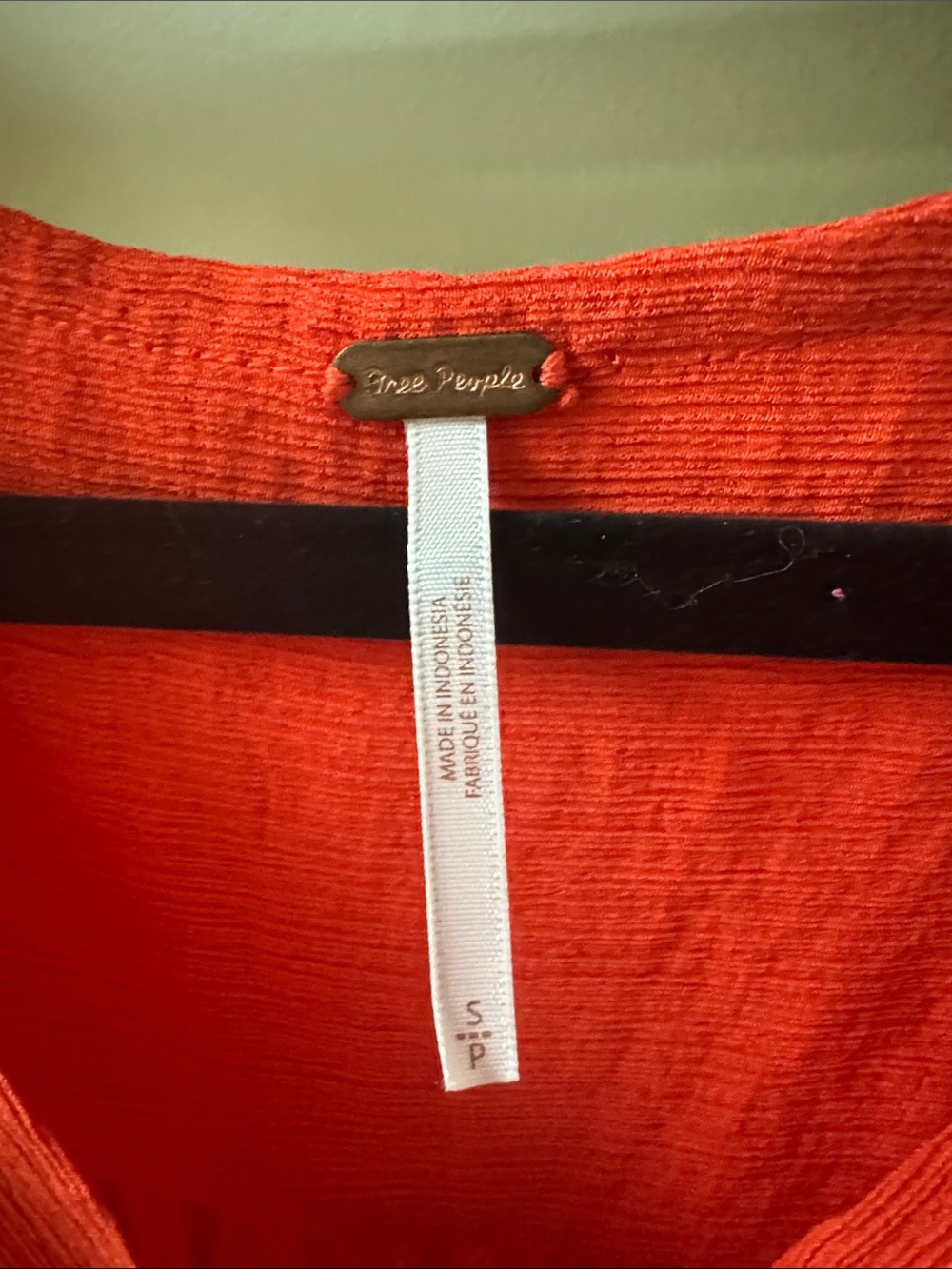 Free People Faux Wrap Flame Red Balloon Sleeve Oversized Blouse sz XS - Picture 2 of 5